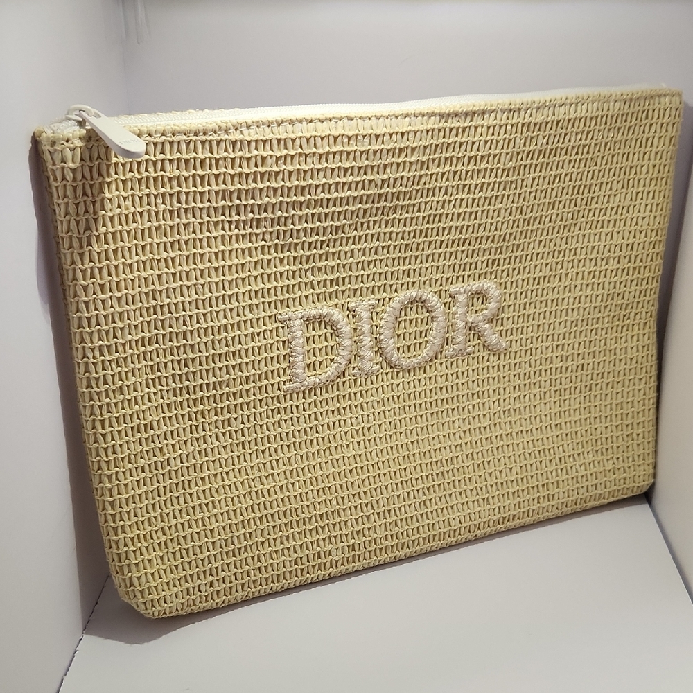 Dior Beige Woven Cosmetic Case